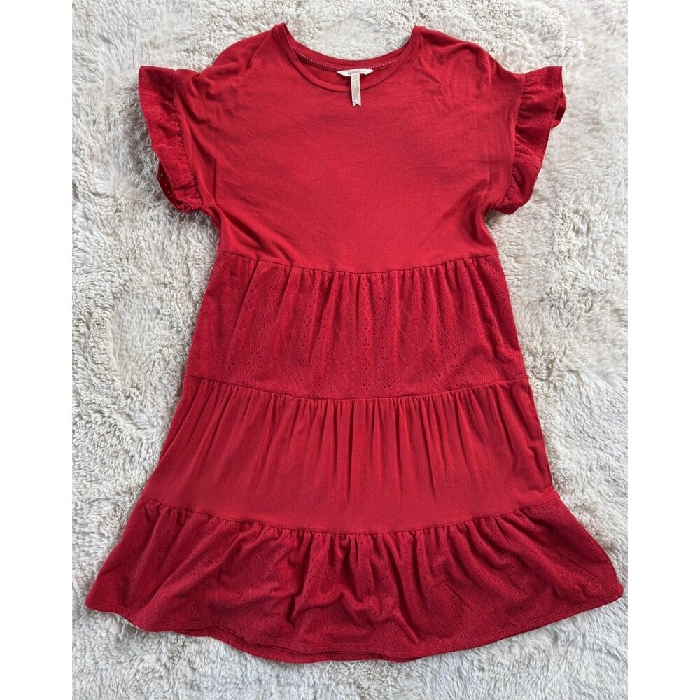 Matilda Jane Red Enchanted Garden Bellewood Knit and Eyelet Dress Small